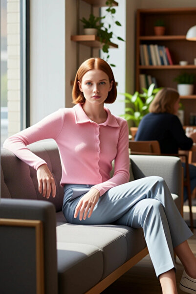 PayBuy Women's Fitted Polo Neck Shirt Collar Button Detail Blouse Long Sleeve Bodycon Stretchy Knitted Winter