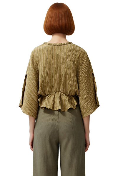 PayBuy Linen Blend Woven Blouse V Neck Short Sleeve Casual Summer Professional Look Use