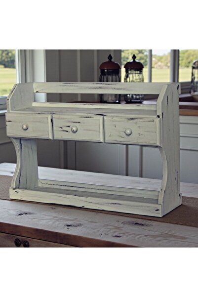 Decoratiuni Vintage Casa Retro Etajera din lemn, pictata manual, 3 sertare, v...