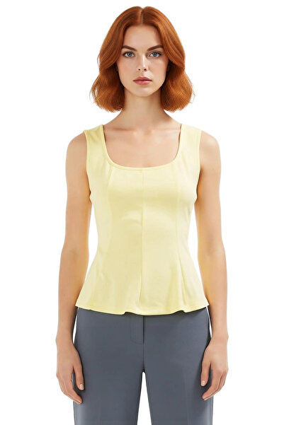 PayBuy Women's Fitted Peplum Sleeveless Knitted Blouse Distinguished Material Comfortable Use Zarifane Design