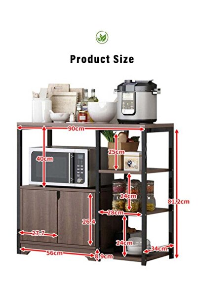 ZUIHAO ركن قهوة ثلاثي الطبقات، خزانة قهوة، رف تخزين للمطبخ، حامل فرن ميكروويف، رف منظم للتوابل