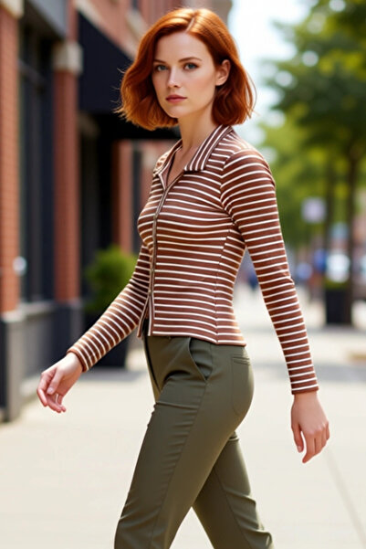 PayBuy Γυναικείο πλεκτό μακρυμάνικο πουλόβερ με γιακά πόλο εφαρμοστό Ποιοτικό...