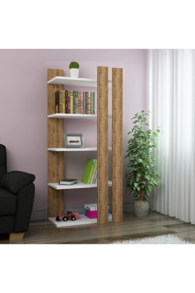 Remaks Yaren 5 Raflı Kitaplık - Ceviz / Beyaz