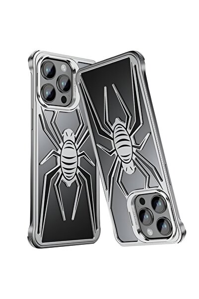 Flippy Protective Case for iPhone 15 Pro, Metal Support, Armor Protective, Flippy, Spider, Black Gray