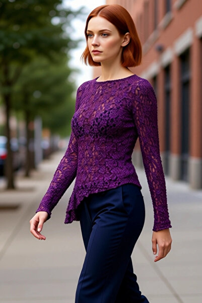 PayBuy Femei Asimetric croială guler rotund Mânecă lungă din material subțire...