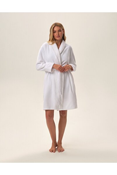 ESOTIQ Women's Fleece Bathrobe Home Robe with Belt Elegant Classic Design Super Warm | Jolanda