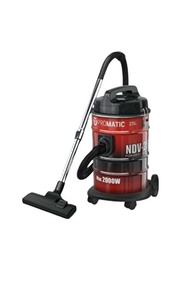 PROMATIC مكنسة كهربائية برميلية - 2000 واط - 25 لتر - أحمر - NDV25L