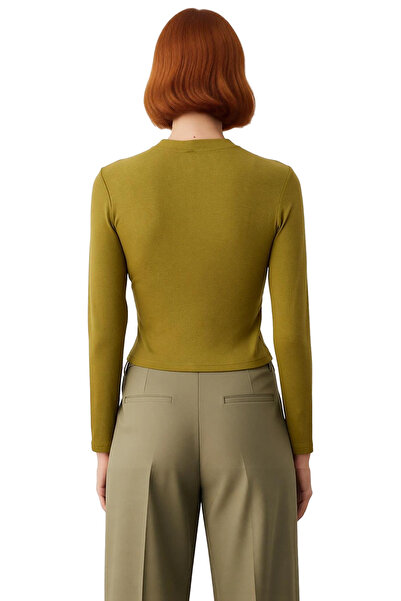 PayBuy Women's Viscose Rib Knit Blouse with Shoulder Twist Detail, Bodycon Crop Cut, High Quality, Stylish, Comfortable