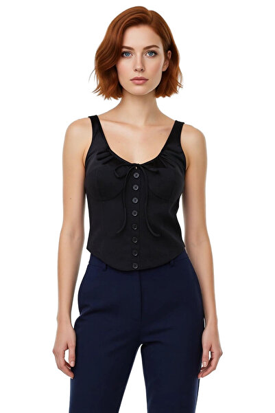 PayBuy Stylish Linen Blend Crew Neck Suspender Blouse for Summer Casual Combos