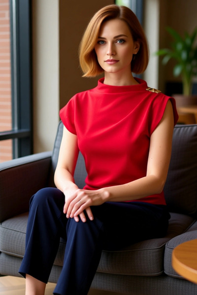 PayBuy Fitted Stand Collar Scuba Crepe Knitted Blouse Casual Style Carefully Selected Long-Lasting Comfortable Cut