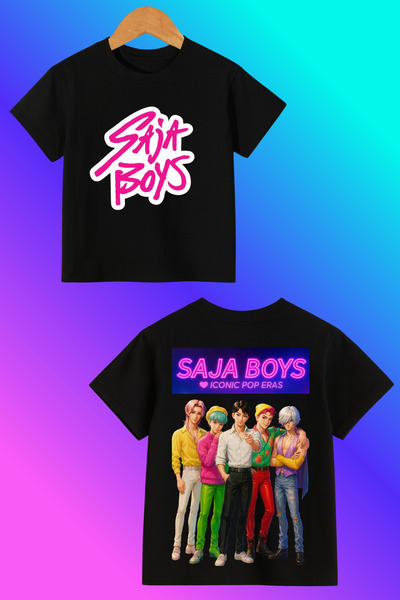 MECH BUTİK K-Pop Lovci na demone Saja Boys Štampano Crno-bela majica T-shirt