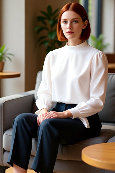 PayBuy Mock Neck Satin Blouse with Elegant Tie Detail Women's Clothing Quality Stylish Comfortable Modern Elegant Casual