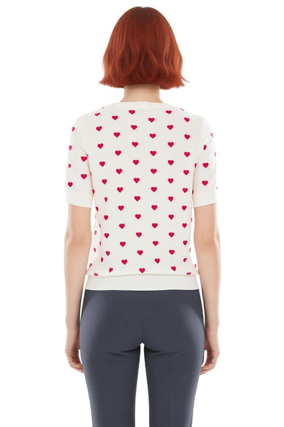 PayBuy Women's Crew Neck Heart Pattern Slim Knit Blouse Quality Stylish Comfortable Modern Elegant Casual