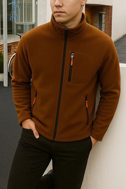 COMBİNE MİCHAİL Erkek Comfort Fit Rahat Kalın Kahve Polar