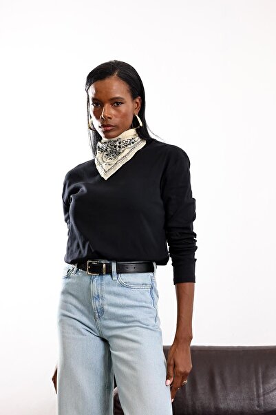 5in1Canpolat Black Basic Long Sleeve T-Shirt 24151