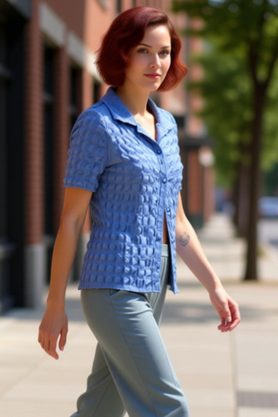 PayBuy Bluză de vară pentru femei cu mânecă scurtă Seersucker din material subțire Design la modă Înaltă calitate Potrivire perfectă Stil modern