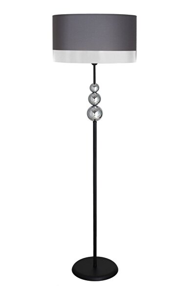 epifanio Üçlü Krom Küre Tek Ayaklı Siyah Metal Lambader - Gri Antrasit