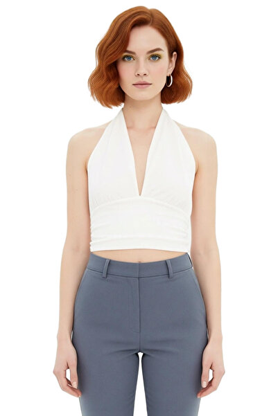 PayBuy Stylish Halter Neck Sleeveless Knitted Blouse Long Lasting Modern Style for Daily Wear