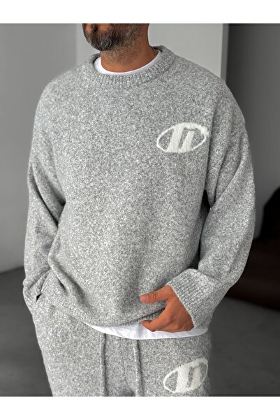 TÜZeMEN Bearded g Printed Oversized Knitwear Sweater