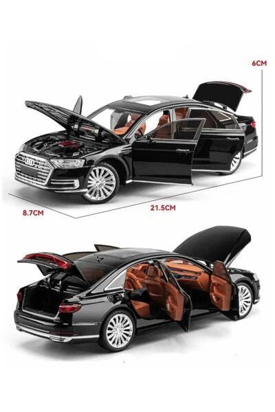 Oruç Oyuncak Audi A8 Araba Audi A8 Long Quattro 1:24 Diecast Metal Model Araba Koleksiyon Araba Sesli Işıklı