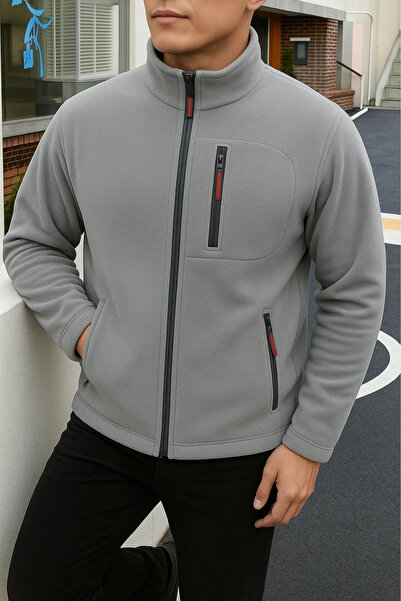 COMBİNE MİCHAİL Erkek Comfort Fit Rahat Kalın Gri Polar