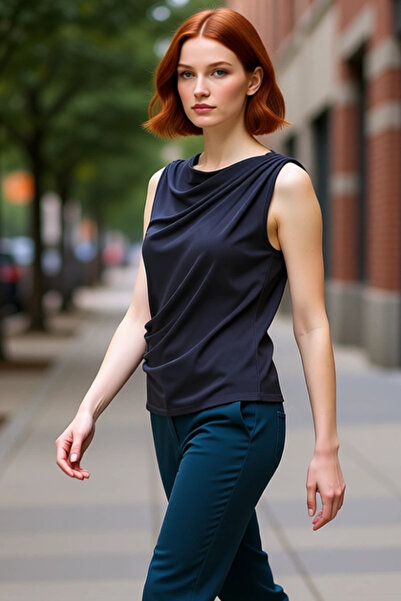 PayBuy Γυναικεία πλεκτή μπλούζα με γιακά χωρίς μανίκια Κομψή και άνετη επιλογή καθημερινής χρήσης Ποιοτική κομψή και άνετη