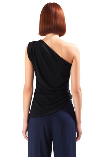 PayBuy Women's One-Sleeve Detailed Asymmetrical Cut Knitted Blouse Quality Stylish Comfortable Modern Elegant Casual