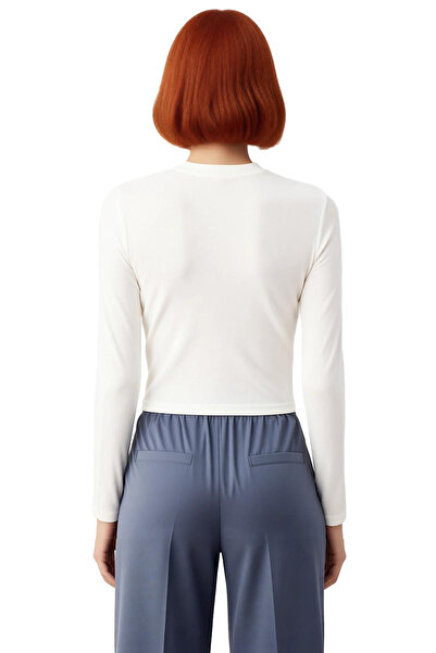 PayBuy Women's Viscose Rib Knit Blouse with Shoulder Twist Detail, Bodycon Crop Cut, High Quality, Stylish, Comfortable