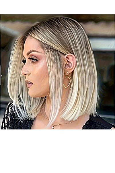 animis beauty Peruca Blond suvitat, fibra sintetica cu aspect , par bob drept, fara breton, 36 cm