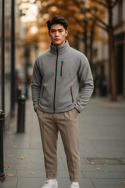 COMBİNE MİCHAİL Erkek Cep Detaylı Premium Gri Polar