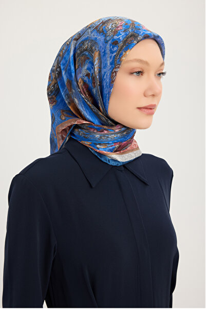 ipekistanbul Шарф Aurora з візерунком Janjan - Altın Bahçe - Indigo