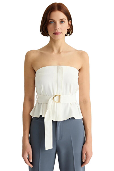 PayBuy Strapless Fitted Gabardine Blouse Belt Detailed Summer Casual Stylish Appearance Durable Material