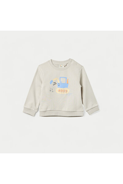 Juniors Graphic Print Crew Neck Sweatshirt with Long Sleeves