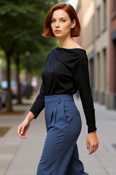 PayBuy Bluză pentru femei, kaki, cu guler asimetric, fluidă, elastică, din ma...