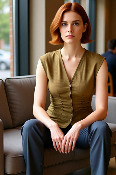 PayBuy Stylish Fitted V Neck Sleeveless Blouse Comfortable Summer Woven Fabric Long Lasting Appearance Special Design