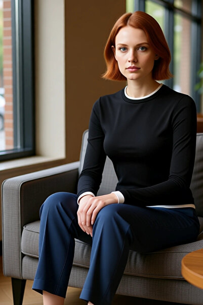 PayBuy Women's Fitted Viscose Ribbed Blouse Mock Neck Standard Sleeve Long Sleeve Casual Daily Wear Product Quality