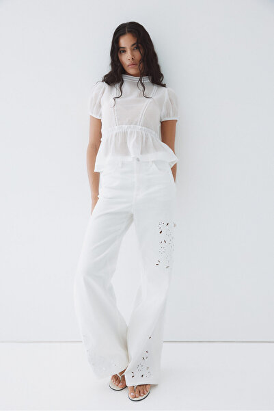 H&M Dantel Ara Parçalı ve Peplumlu Bluz