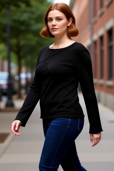 PayBuy Bluză pentru femei guler rotund cu detaliu cu nervuri, cu mânecă spani...