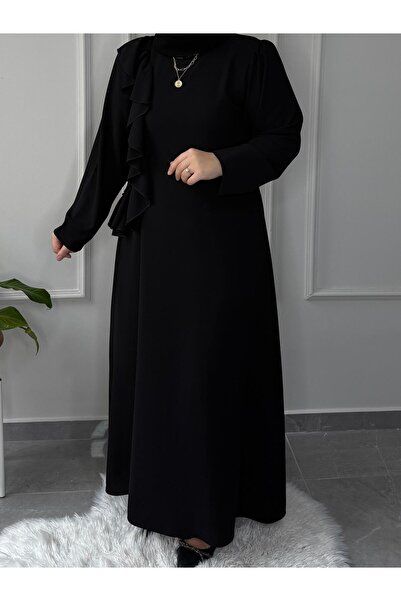 afife BÜYÜK BEDEN UYUMLU TESETTÜR MODEL DOUBLE KREP KUMAŞ İLAYDA ELBİSE