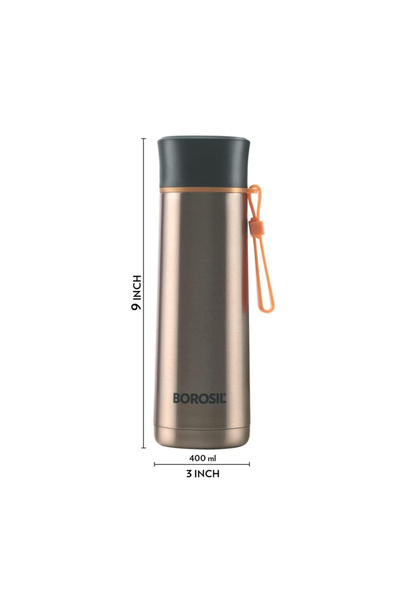 Borosil Vacuum Sprint Bottle Gold 400ml