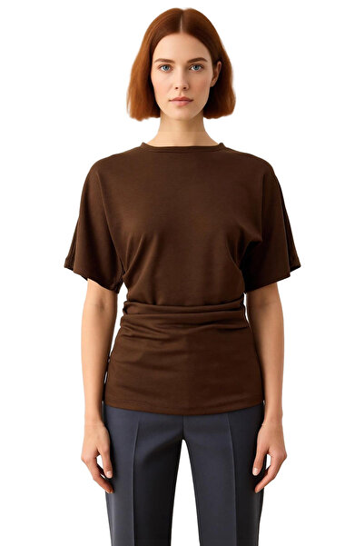 PayBuy Women's Crew Neck Batwing Sleeve Shirred Regular Fit Knitted Blouse Quality Stylish Comfortable Modern Elegant