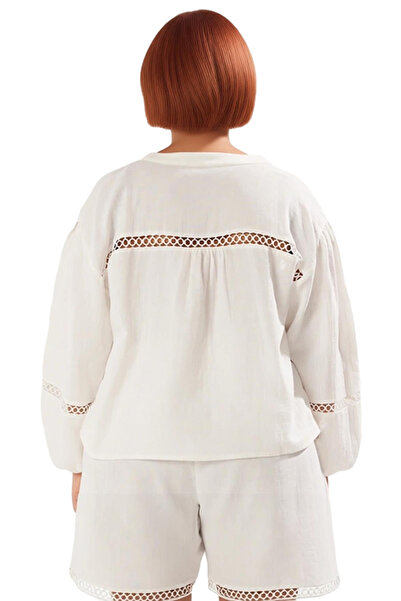 PayBuy Women's Cotton Muslin Blouse with High Neck Balloon Sleeves Plus Size Summer Beach Wear Quality Stylish Comfortable