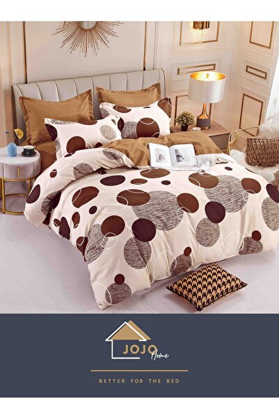 JOJO HOME Bed linen set, fine cotton, with elastic, 6 pieces, 180x200cm, Polka dots