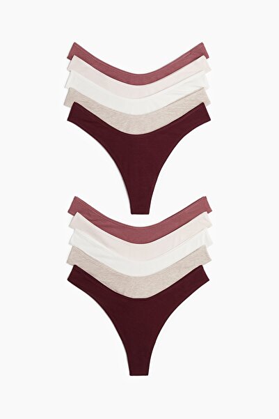 H&M 10'lu Pamuklu Thong Külot