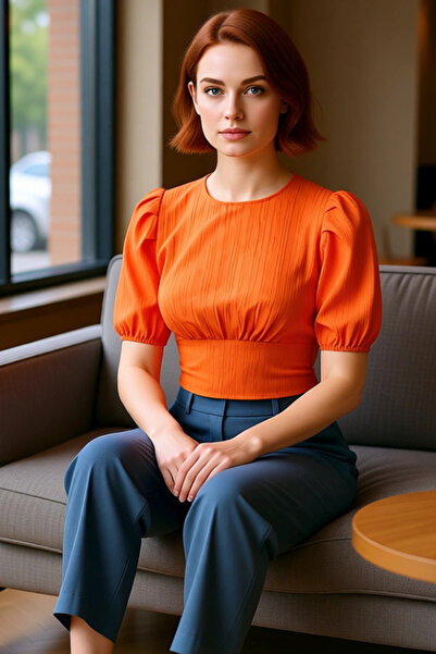 PayBuy Women's Short Sleeve Crew Neck Fitted Woven Blouse Long Lasting Quality Craftsmanship Modern Style