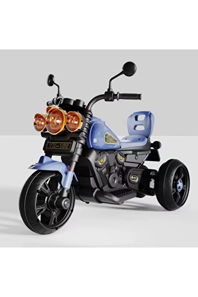 Toybox Electric Bike for Kids, Rechargeable Kids Bike with LED Lights, USB & Music, Blue