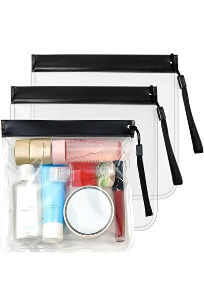 Arabest 3 قطع من حقائب أدوات الزينة الشفافة للسفر، 7.8 × 7.8 بوصة، حقيبة مكياج سفر مقاومة للماء والتسرب، قابلة للإغلاق