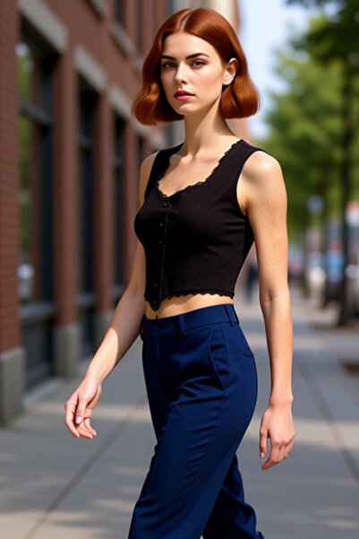 PayBuy Bluză crop mulat cu detaliu din dantelă Material durabil din bumbac de...