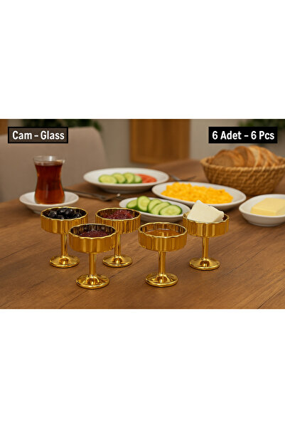 Aslı Hediyelik 6’lı Gold Lokumluk Şekerlik , Kahvaltılık Reçellik Seti – Şık ...