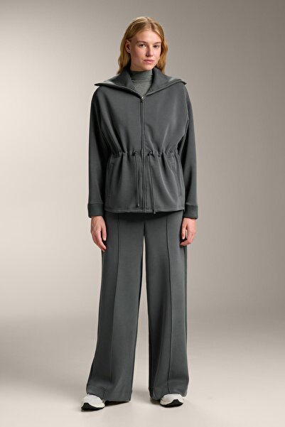 Oysho Long brushed modal jacket with adjustable waist and tricot collar